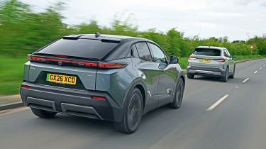 Toyota C-HR+ vs Skoda Elroq - rear 3/4