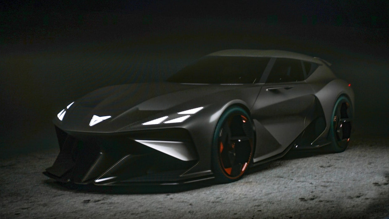 New Cupra DarkRebel electric sports car concept shown in hologram form ...