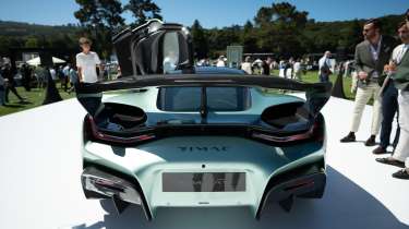 Rimac Nevera R at Monterey Car Week - rear shot, square 