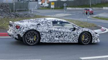 New Lamborghini Temerario Spyder testing on public roads - rear quarter tracking