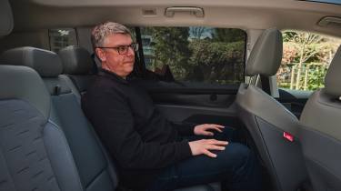 Skoda Peaq prototype - Auto Express editor ,Paul Barker, sitting in the rear seats