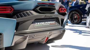 Lamborghini Temerario on display at  Monterey Car Week - rear end