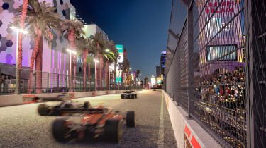 Formula 1 cars outside Caesar&#039;s Palace
