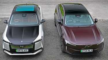 Volvo ES90 vs DS No.8 - front overhead