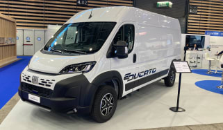 Fiat E-Ducato on show stand at Solutrans 2023