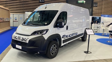 Fiat E-Ducato on show stand at Solutrans 2023