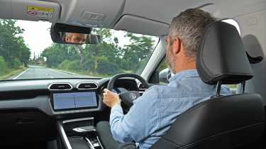 New MG ZS Hybrid+ - interior, car being driven by Auto Express deputy editor Richard Ingram