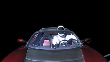 Tesla Roadster in space - front