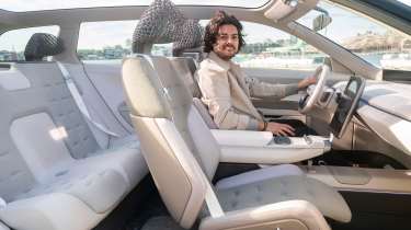 Jordan Katsianis sat in the Skoda Vision O concept