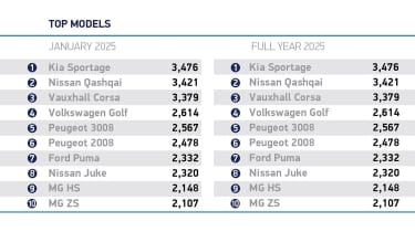 Jan 2025 best selling cars