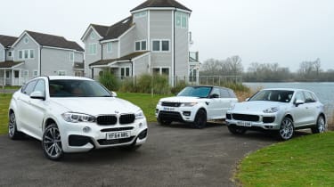 BMW X6 vs Porsche Cayenne and Range Rover Sport