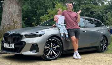  BMW 530e Touring long-term - header with child&#039;s school marks