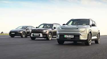 Tesla Model Y, Kia EV5, and Smart #5 - front tracking