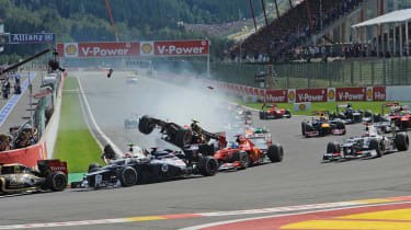 Romain Grosjean accident on the first corner