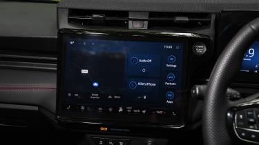 Facelifted Ford Puma being driven in the UK - infotainment screen 