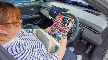 BMW iX3 50 xDrive - Sarah sitting with Auto Express