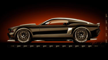 750bhp Ford Mustang modified by Hollywood Hot Rod. It features a highly tuned engine and a new roof.  