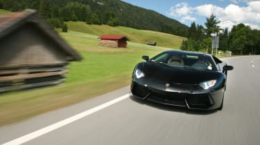 Lamborghini Aventador front tracking