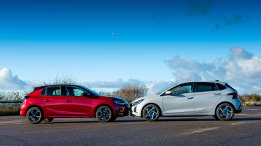 Vauxhall Corsa vs Hyundai i20 - Vauxhall and Hyundai side