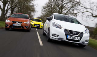 Nissan Micra N-Sport vs SEAT Ibiza FR Sport vs Suzuki Swift Sport - header