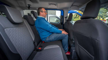 Auto Express editor-at-large John McIlroy sitting in the Ford Tourneo Courier&#039;s back seat