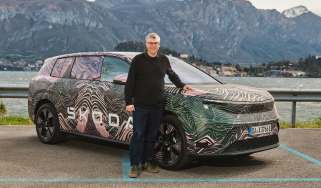 Skoda Peaq prototype - Auto Express editor Paul Barker standing in front of the new Skoda Peaq