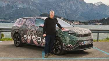 Skoda Peaq prototype - Auto Express editor Paul Barker standing in front of the new Skoda Peaq