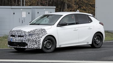 2023 Vauxhall Corsa (camouflaged) - front angled