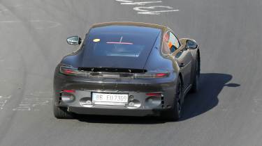 Porsche Cayman EV at Nurburgring (camouflaged) - rear