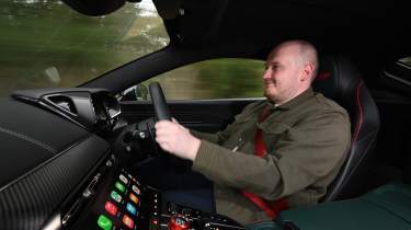 Aston Martin Vantage S - interior, car being driven by Ato Express news reporter Ellis Hyde