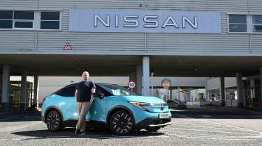Nissan Leaf - Ellis Hyde outside Nissan's Sunderland manufacturing plant