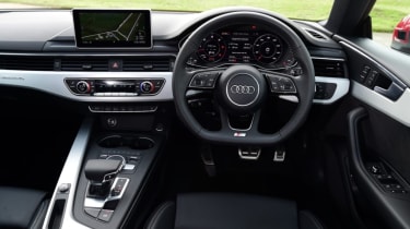 Red Audi A5 Sportback - interior drivers view.