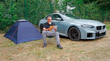 Auto Express senior road tester Dean Gibson camping with the BMW M2