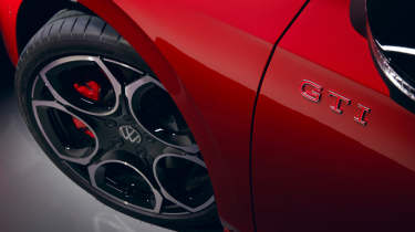 New Volkswagen Golf GTI front wheel and GTI side logo