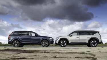 Kia EV9 and Volvo XC90 - side static 