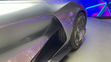 Cupra DarkRebel concept on show stand at 2023 Munich Motor Show - rear wheel