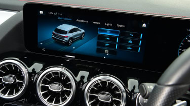 Lexus UX300e vs Mercedes EQA - Mercedes infotainment screen