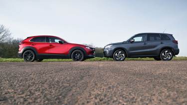 Suzuki Vitara and Mazda CX-30 - face-to-face static