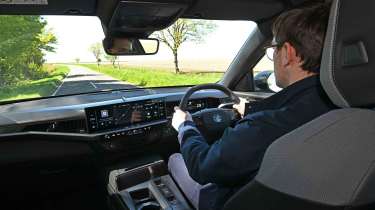 Vauxhall Grandland - interior driving shot with Auto Express Consumer reporter, Tom Jervis