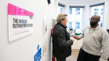 Auto Express chief columnist Mike Rutherford and Johnny H standing in the Marcus Rutherford Kitchen