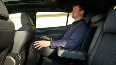 Alastair Crooks sat in the Peugeot E-408 facelift