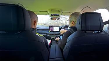 Auto Express senior test editor Dean Gibson driving the Skoda Superb