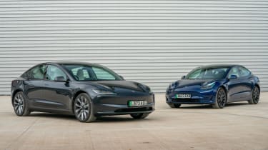  New and old Tesla Model 3