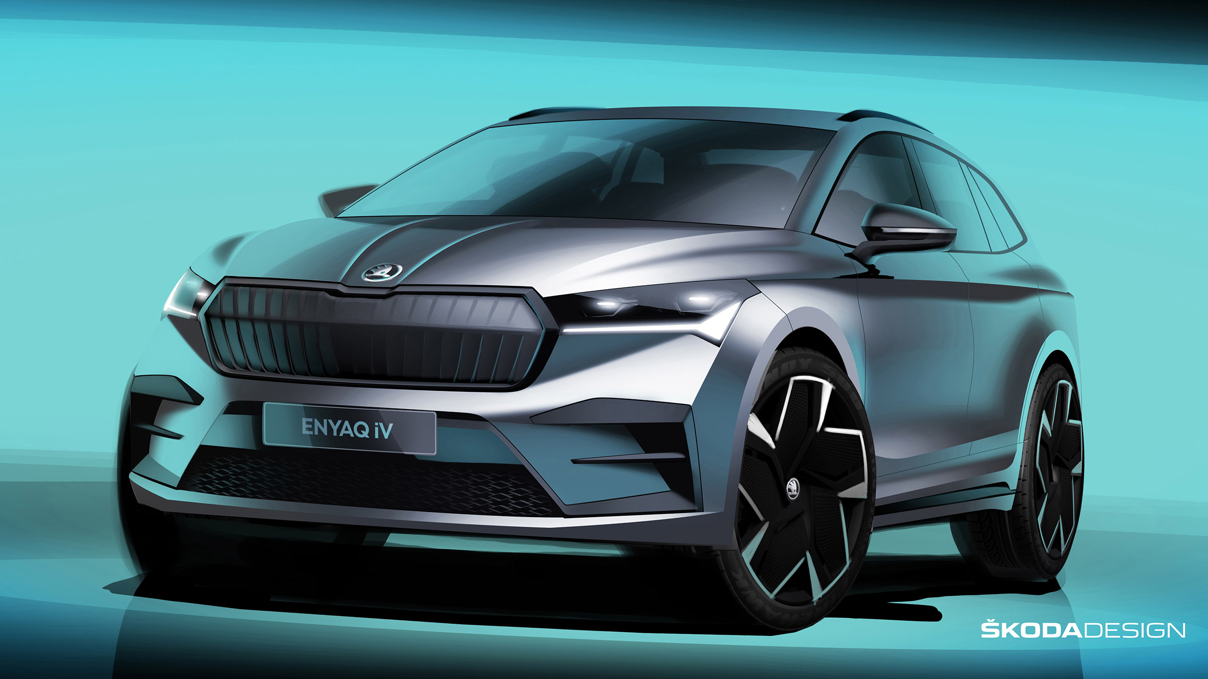 New 2021 Skoda Enyaq electric car teased in sketches 