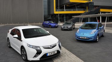 Vauxhall Ampera vs Lexus CT200h, Audi A4 and Nissan Leaf