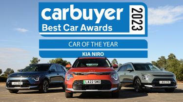 Carbuyer Car of the Year winner graphic (3 Kia Niros)