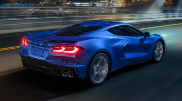 Chevrolet Corvette E-Ray (blue) -  rear tracking (night)