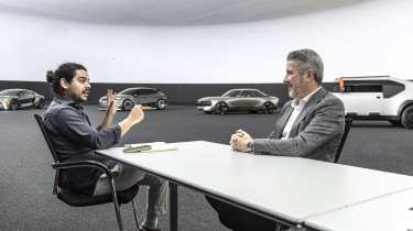 Gilles Vidal being interviewed by Auto Express news editor Jordan Katsianis