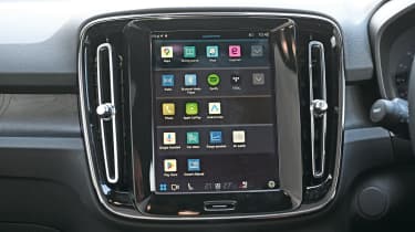 Volvo EC40 touchscreen displaying apps