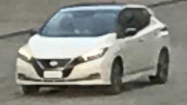 Nissan Leaf no disguise spy shot front quarter
